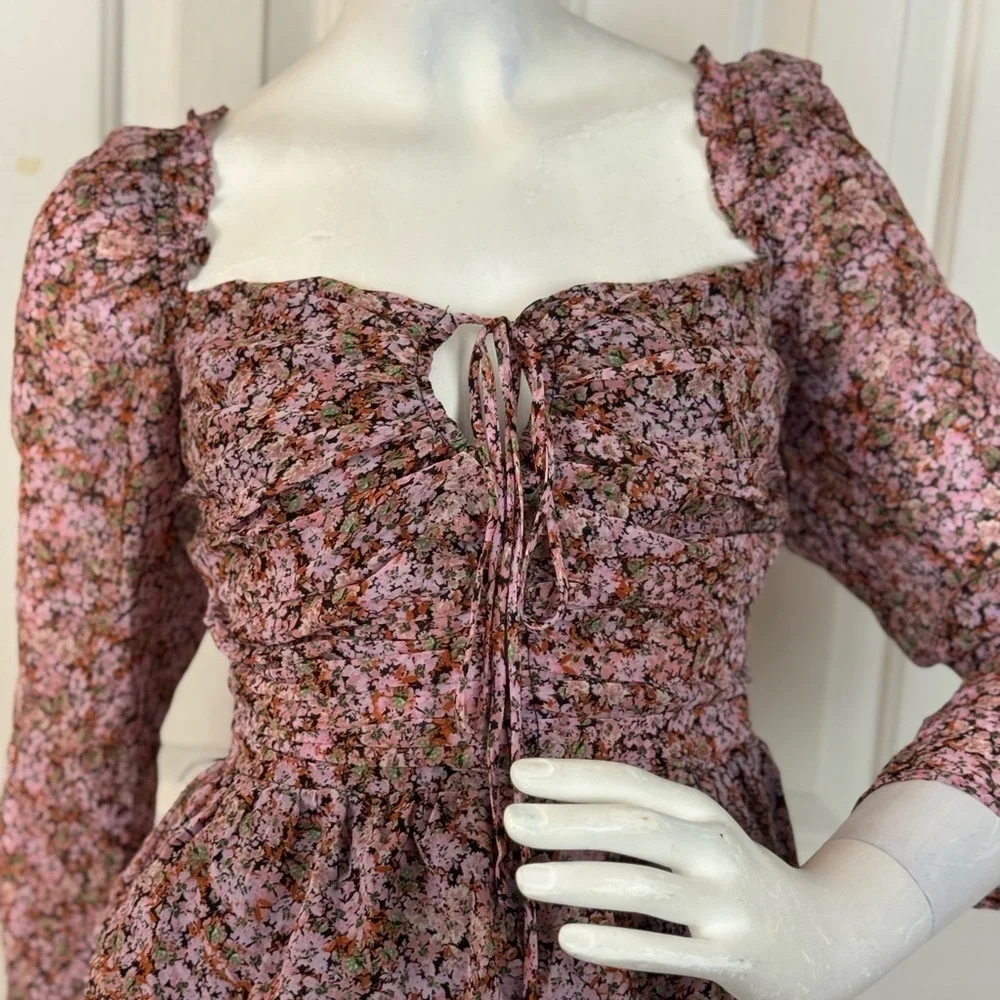 Astr Pink Puff Sleeve Smocked Blouse. C7